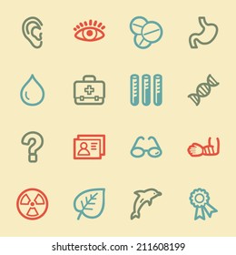 Icono de la red de medicina conjunto 2, color retro