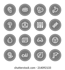 Juego de iconos de la web de Medicina 2, botones de círculo gris