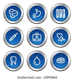 Medicine web icons, blue electronics buttons series