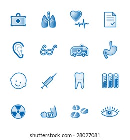 Medicine web icons, blue series