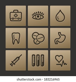 Iconos de la web de Medicina, conjunto de botones