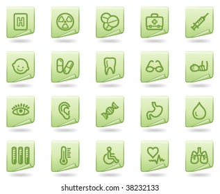Iconos web de medicina, serie de documentos verdes