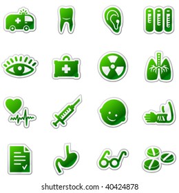 Medicine web icons, green sticker series