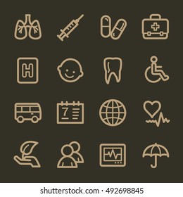 Medicine web icons.  Health and pharmacology, hospital and pharmacy symbol, vector signs
