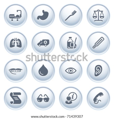 Medicine web icons on buttons.