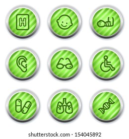 Medizin-Web-Icons set 2, Green Glossy Circle Buttons