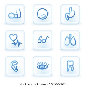 Medizin-Web-Icons set 2, quadratische Eisknöpfe