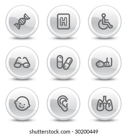 Medicine web icons set 2, white glossy circle buttons series