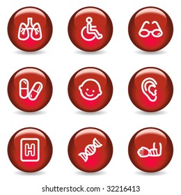 Iconos de la web de Medicina set 2, serie de glosas rojas
