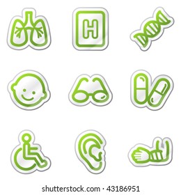 Medicine web icons set 2, green contour sticker series