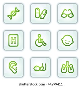 Medicine web icons set 2, white square buttons series