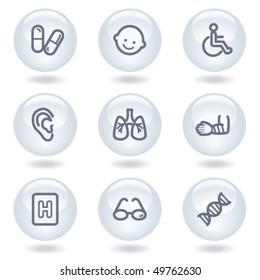 Medicine web icons set 2, white circle buttons