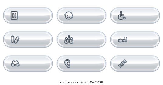 Iconos de la web de medicina conjunto 2, botones blancos con espacio de copia
