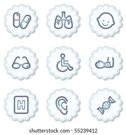 Iconos de la web de medicina conjunto 2, botones blancos