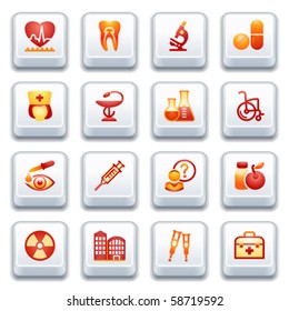 Medicine web icons, set 2. Red and yellow series.