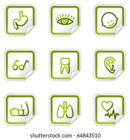 Medicine web icons set 2, green stickers series