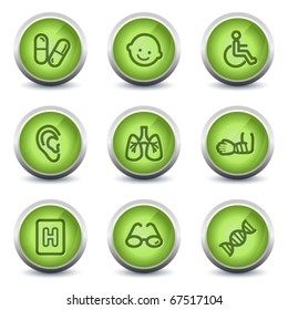Medicine web icons set 2, green glossy set