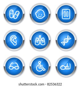 Medicine web icons set 2, blue buttons