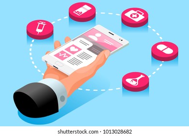 Medicine website consultation. 3D isometric vector design.