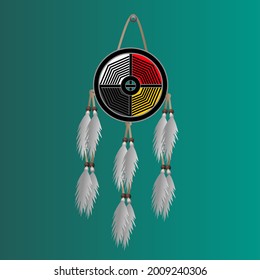 Medicine Wheel Of Native American Inside A Dreamcatcher