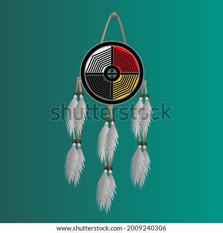 Medicine Wheel Of Native American Inside A Dreamcatcher