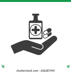 Medicinec and hand vector icon