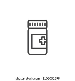 Medicines bottle outline icon. linear style sign for mobile concept and web design. Pills bottle simple line vector icon. Symbol, logo illustration. Pixel perfect vector graphics