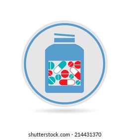 Medicines in the bottle - vector icon