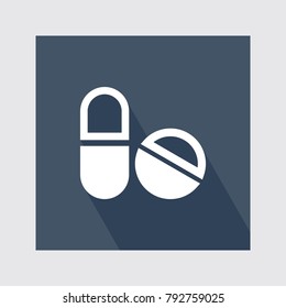 Medicines Capsules & Pills flat icon with long shadow