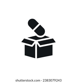 Medicines delivery simple glyph icon. Vector solid isolated black illustration.