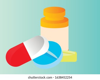 medicines of different types and colors