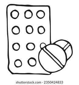 Medicines drawing vector doodle illustration pills drugs pharmacy health care