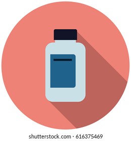 Medicines in flat style icon with shadow. Vector illustration.