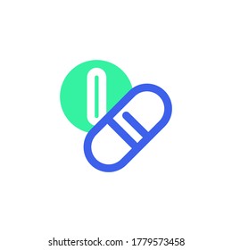 Medicines icon vector, filled flat sign, bicolor pictogram, medical pills green and blue colors. Symbol, logo illustration