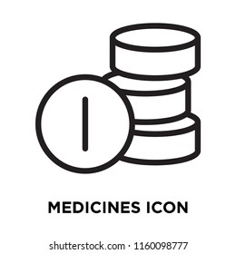 Medicines icon vector isolated on white background, Medicines transparent sign , line symbol or linear element design in outline style