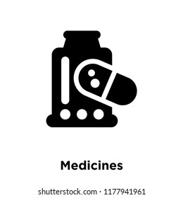 Medicines icon vector isolated on white background, logo concept of Medicines sign on transparent background, filled black symbol