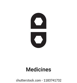 Medicines icon vector isolated on white background, logo concept of Medicines sign on transparent background, filled black symbol