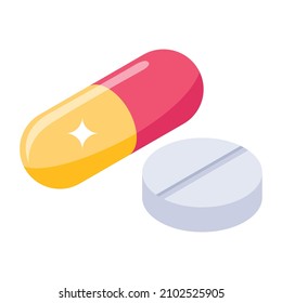 Medicines in isometric icon, editable vector 

