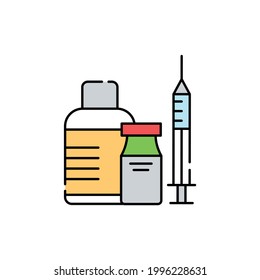 Medicines line color icon. Diabetes treatment concept. Pharmacy. Editable stroke.