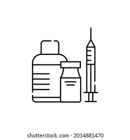 Medicines line color icon. Diabetes treatment concept. Pharmacy. Editable stroke.