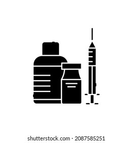 Medicines line color icon. Diabetes treatment concept. Pharmacy. Editable stroke.