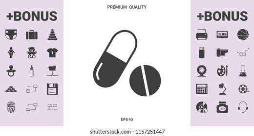 Medicines pills - Capsule and pill icon - graphic elements for your design
