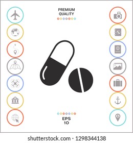 Medicines pills - Capsule and pill icon. Graphic elements for your design