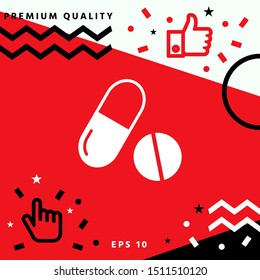 Medicines pills - Capsule and pill icon. Graphic elements for your design