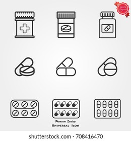 Medicines pills icons vector