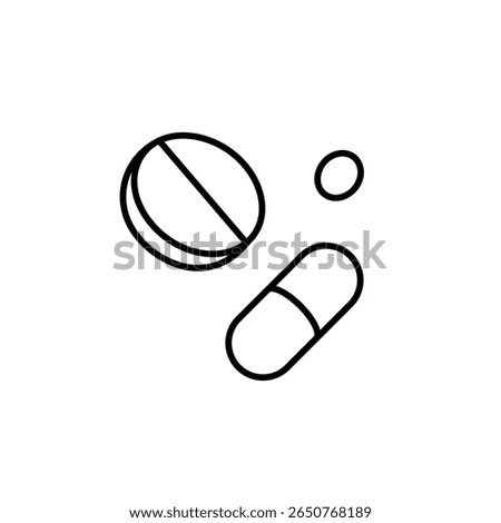 Medicines, pills linear icon. Line customizable illustration. Contour symbol. Vector isolated outline drawing. Editable stroke