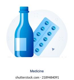 Medicines And Syrup Icon Concept