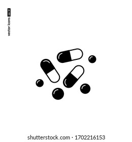 Medicines - tablets, vaccines, capsules - vector icon on white background. Symbol for web, infographics, print design and mobile UX/UI kit. Vector illustration, EPS10.