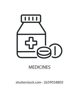 Medicamentos linha fina de ícones vetoriais.