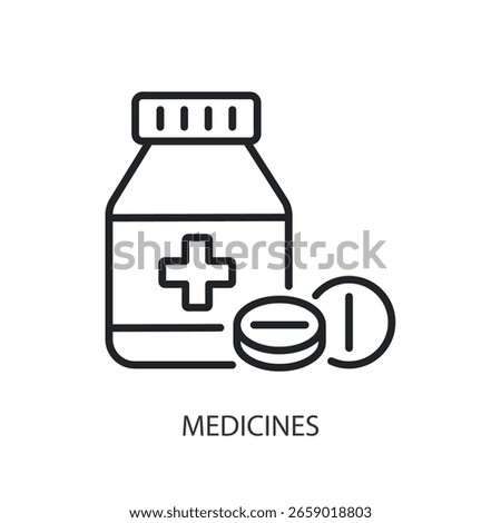 Medicines thin line vector icons.